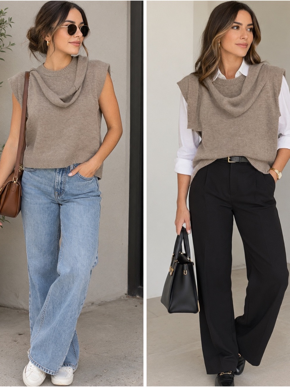 VioGss Sweater Vest with Scarf Detail size M